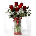 Gebze Çiçek Siparişi | Silindir Vazoda 5 Kırmızı Gül | Çağla Çiçekçilik